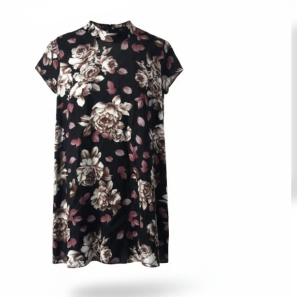 FForever 21 Women's Floral Mini Dress Sz S NWT Choker Neck Pockets Low Back - Picture 8 of 15